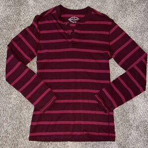 Red Camel Striped Handcrafted Red Long Sleeve Button Shirt